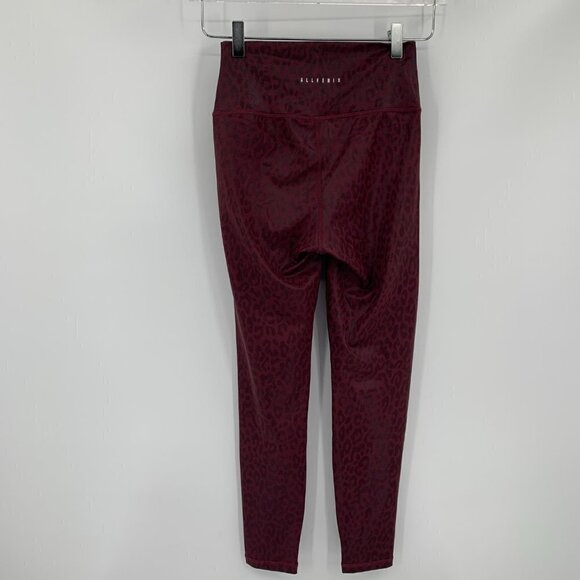Allfenix 7/8 Length leggings liquid leopard maroon cheetah High Waist new Small - Picture 3 of 4